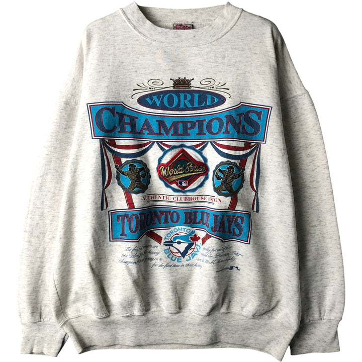 Vintage 1990'S NUTSMEG MLB Toronto Blue Jays Print Sweatshirt, Made in USA, Men's Size Medium unclear gray type Vintage Second Hand