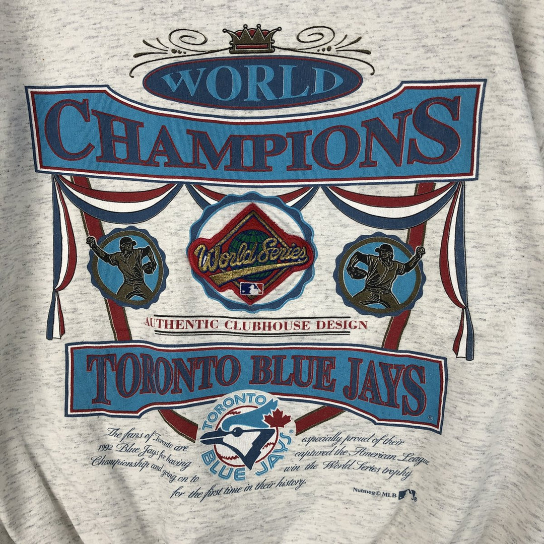 Vintage 1990'S NUTSMEG MLB Toronto Blue Jays Print Sweatshirt, Made in USA, Men's Size Medium unclear gray type Vintage Second Hand