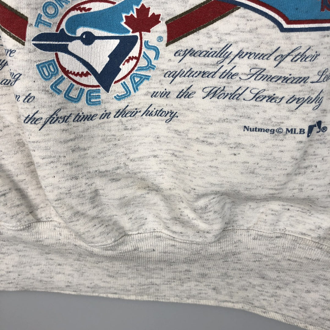 Vintage 1990'S NUTSMEG MLB Toronto Blue Jays Print Sweatshirt, Made in USA, Men's Size Medium unclear gray type Vintage Second Hand
