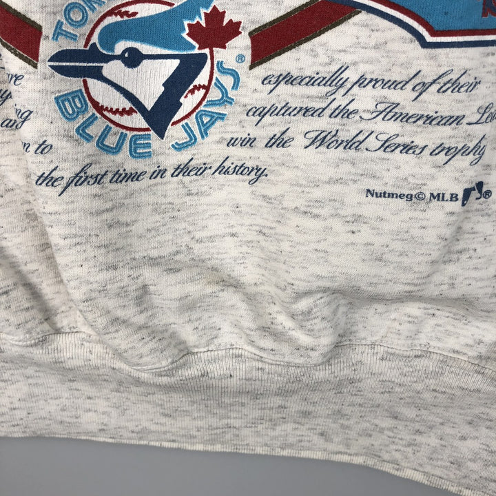 Vintage 1990'S NUTSMEG MLB Toronto Blue Jays Print Sweatshirt, Made in USA, Men's Size Medium unclear gray type Vintage Second Hand