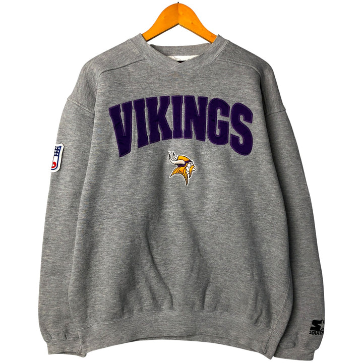 Starter NFL Minnesota Vikings Sweatshirt, Men's Size Medium cotton gray type Vintage Second Hand