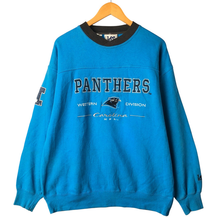 Vintage 1990'S Lee Sport sweatshirt, size L, men's, NFL Carolina Panthers. polyester Blue type light blue Vintage Second Hand