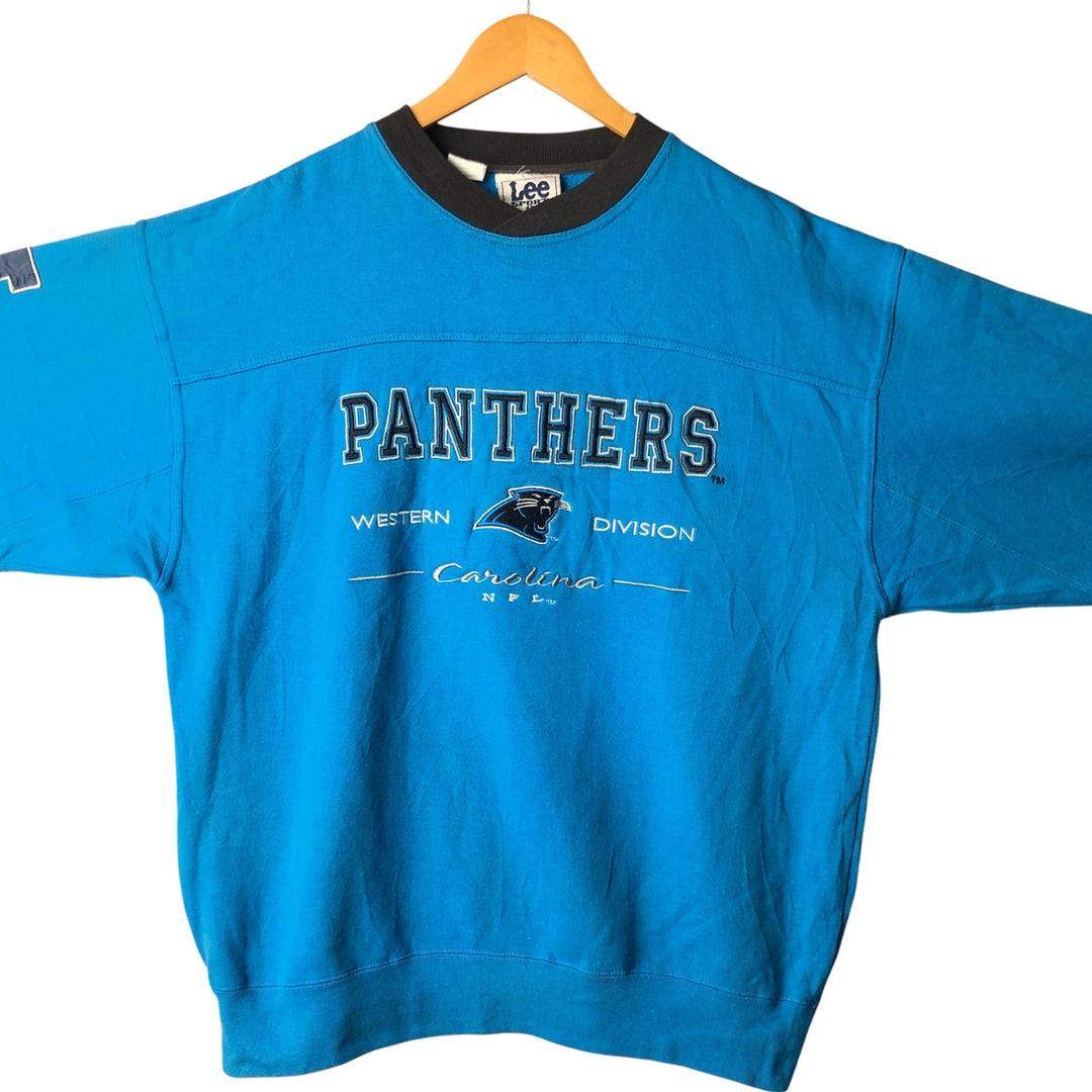 Vintage 1990'S Lee Sport sweatshirt, size L, men's, NFL Carolina Panthers. polyester Blue type light blue Vintage Second Hand