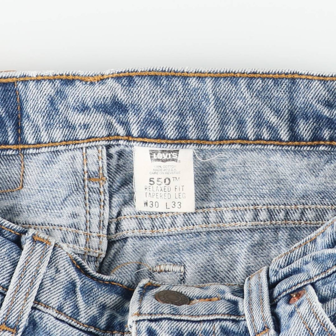 90'S Levi's 550-4891 Relaxed Fit Tapered Leg Denim Pants, Made in USA, Women's Size L (W28), Vintage cotton blue type Vintage Second Hand