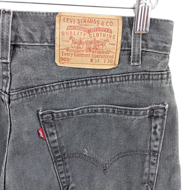 Levi's 505 REGULAR FIT Black Denim Tapered Denim Pants Men's W32 equivalent cotton black type Vintage Second Hand