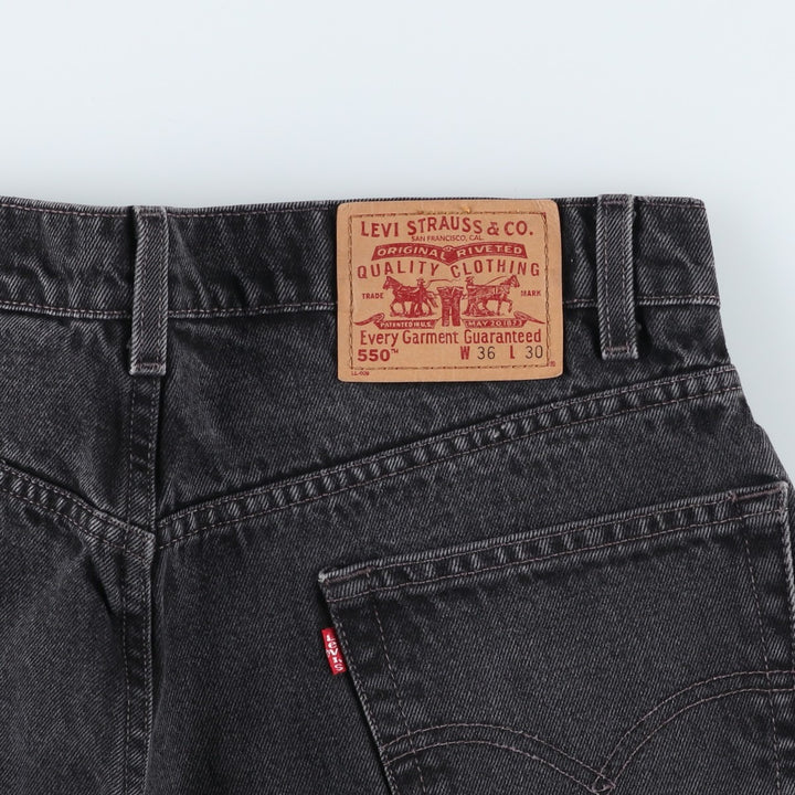 90'S Levi's 550-0260 Relaxed Fit Tapered Denim Pants, Black, Men's, Size 34 (Vintage) cotton black type Vintage Second Hand