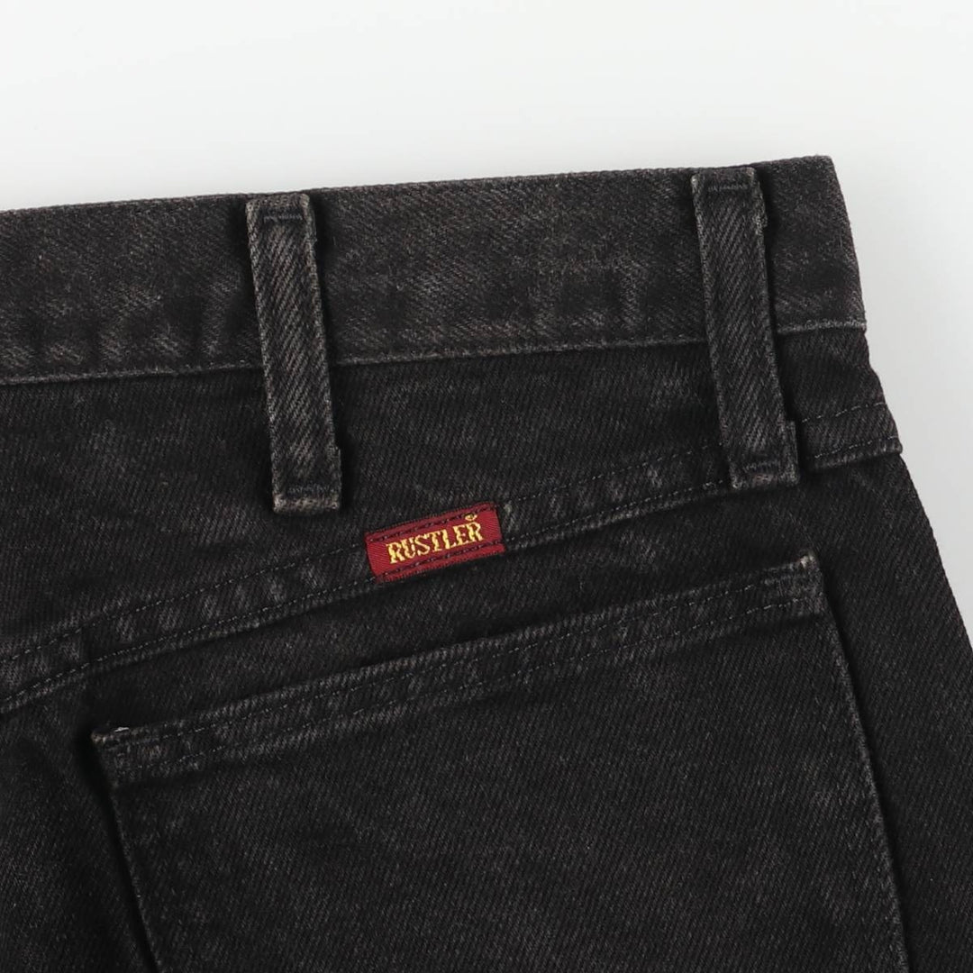 Rustler Black Denim Straight Denim Pants for Men, W32 equivalent cotton black type Vintage Second Hand