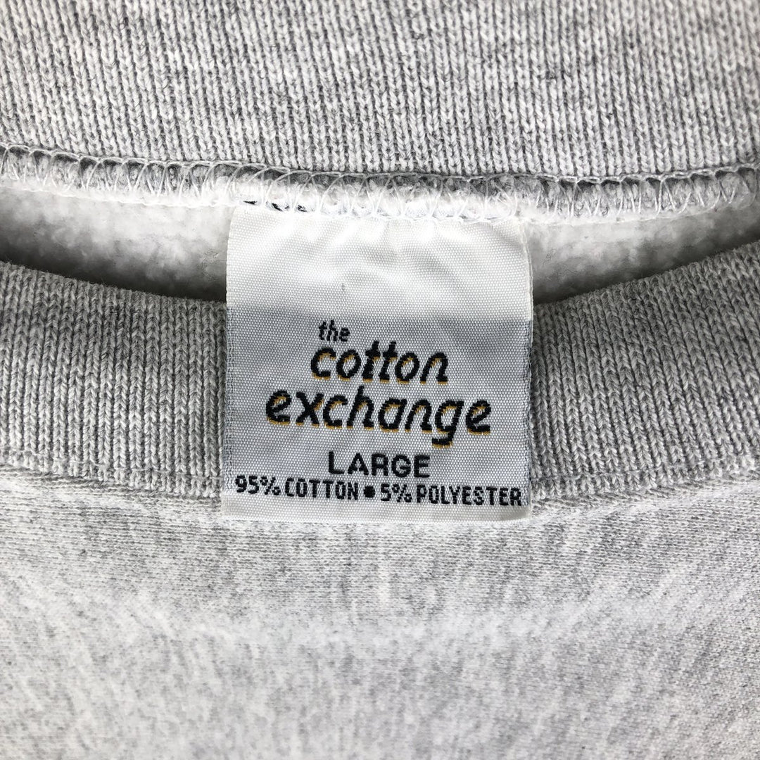 90'S The Cotton Exchange College Sweatshirt, Made in USA, Men's Size L, Vintage cotton gray type Vintage Second Hand
