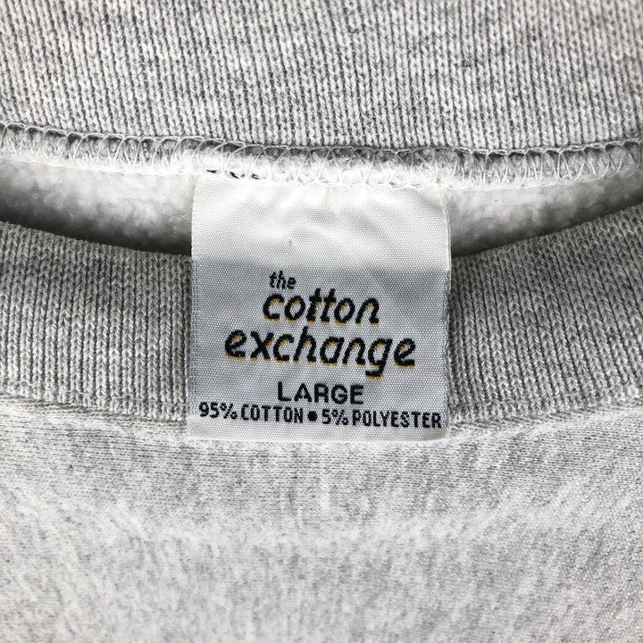 90'S The Cotton Exchange College Sweatshirt, Made in USA, Men's Size L, Vintage cotton gray type Vintage Second Hand