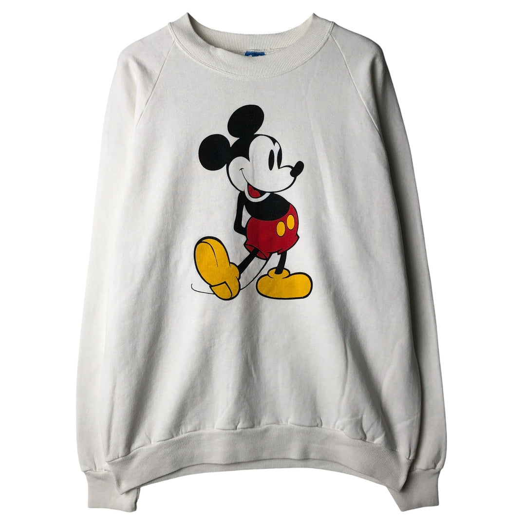 Vintage 1980'S Disney Mickey Mouse character sweatshirt, made in the USA, size L, men's cotton white type Vintage Second Hand