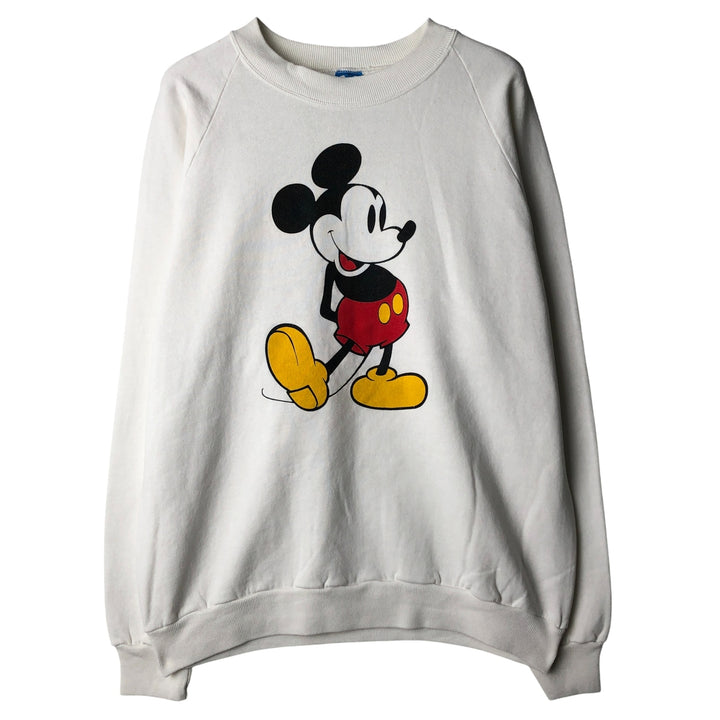 Vintage 1980'S Disney Mickey Mouse character sweatshirt, made in the USA, size L, men's cotton white type Vintage Second Hand