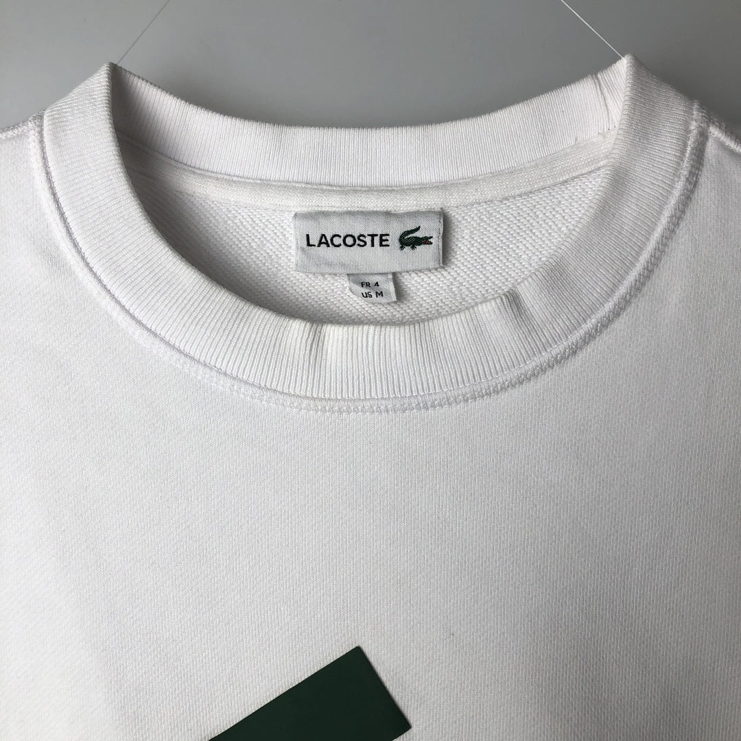 Lacoste logo sweatshirt, men's size M cotton white type Vintage Second Hand