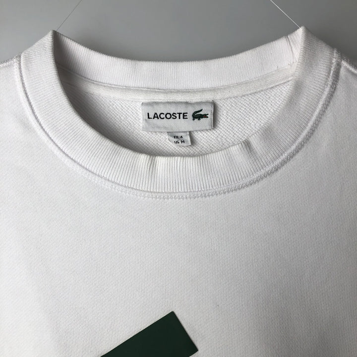 Lacoste logo sweatshirt, men's size M cotton white type Vintage Second Hand