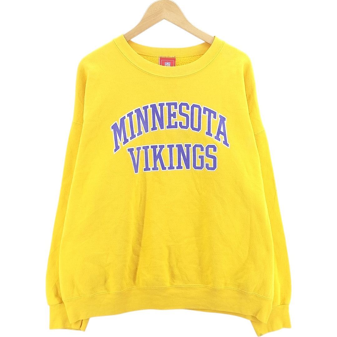 NFL Minnesota Vikings Print Sweatshirt, Men's Size XL cotton yellow type Vintage Second Hand