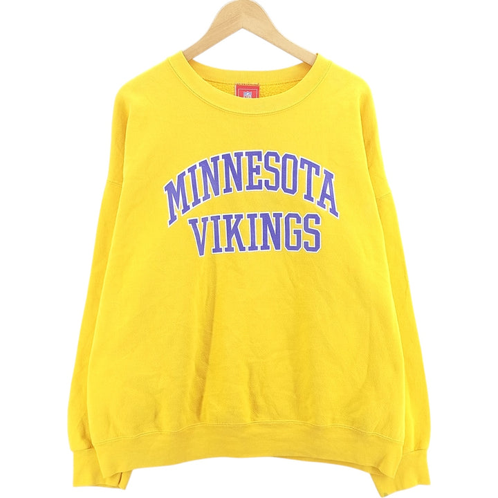 NFL Minnesota Vikings Print Sweatshirt, Men's Size XL cotton yellow type Vintage Second Hand