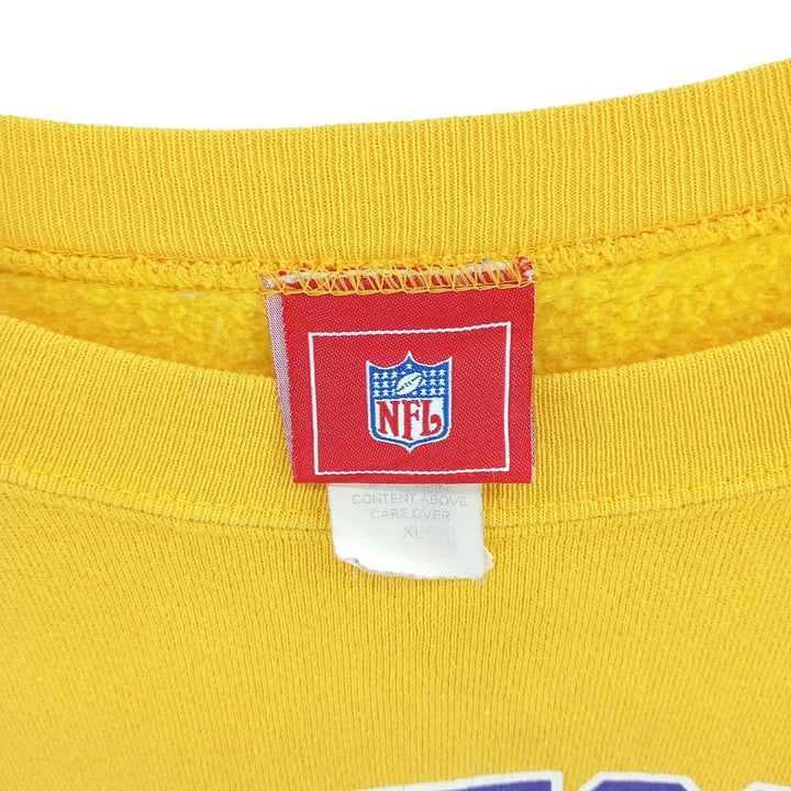 NFL Minnesota Vikings Print Sweatshirt, Men's Size XL cotton yellow type Vintage Second Hand