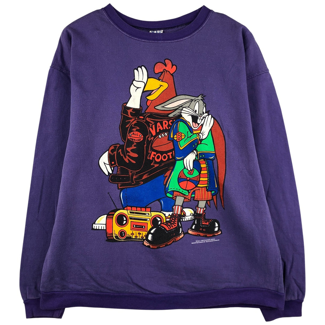 90'S SUN SPORTSWEAR Looney Tunes Character Sweatshirt, Men's Size XL cotton purple type Vintage Second Hand