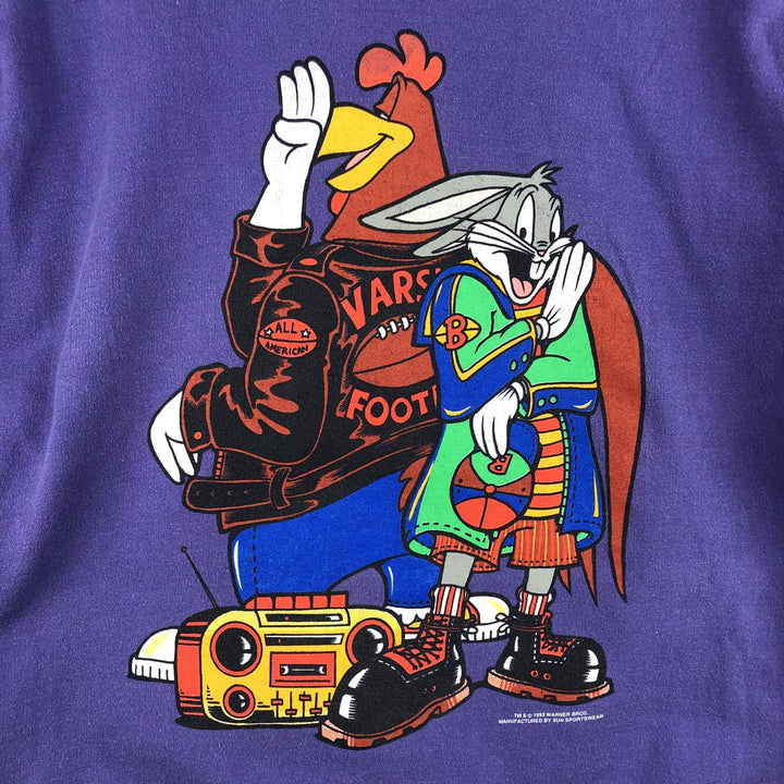 90'S SUN SPORTSWEAR Looney Tunes Character Sweatshirt, Men's Size XL cotton purple type Vintage Second Hand