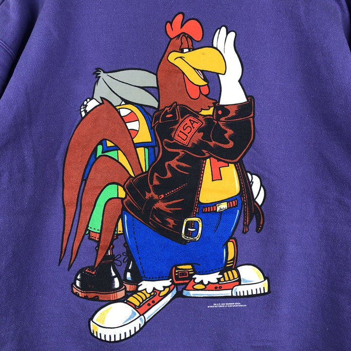 90'S SUN SPORTSWEAR Looney Tunes Character Sweatshirt, Men's Size XL cotton purple type Vintage Second Hand