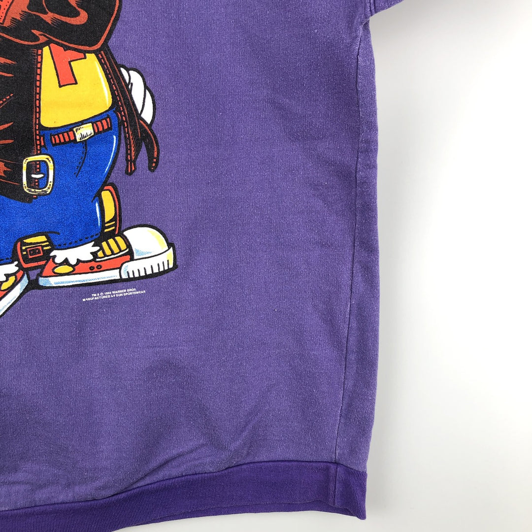 90'S SUN SPORTSWEAR Looney Tunes Character Sweatshirt, Men's Size XL cotton purple type Vintage Second Hand