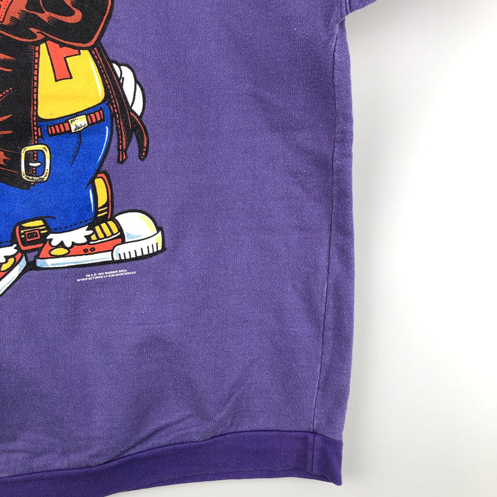 90'S SUN SPORTSWEAR Looney Tunes Character Sweatshirt, Men's Size XL cotton purple type Vintage Second Hand