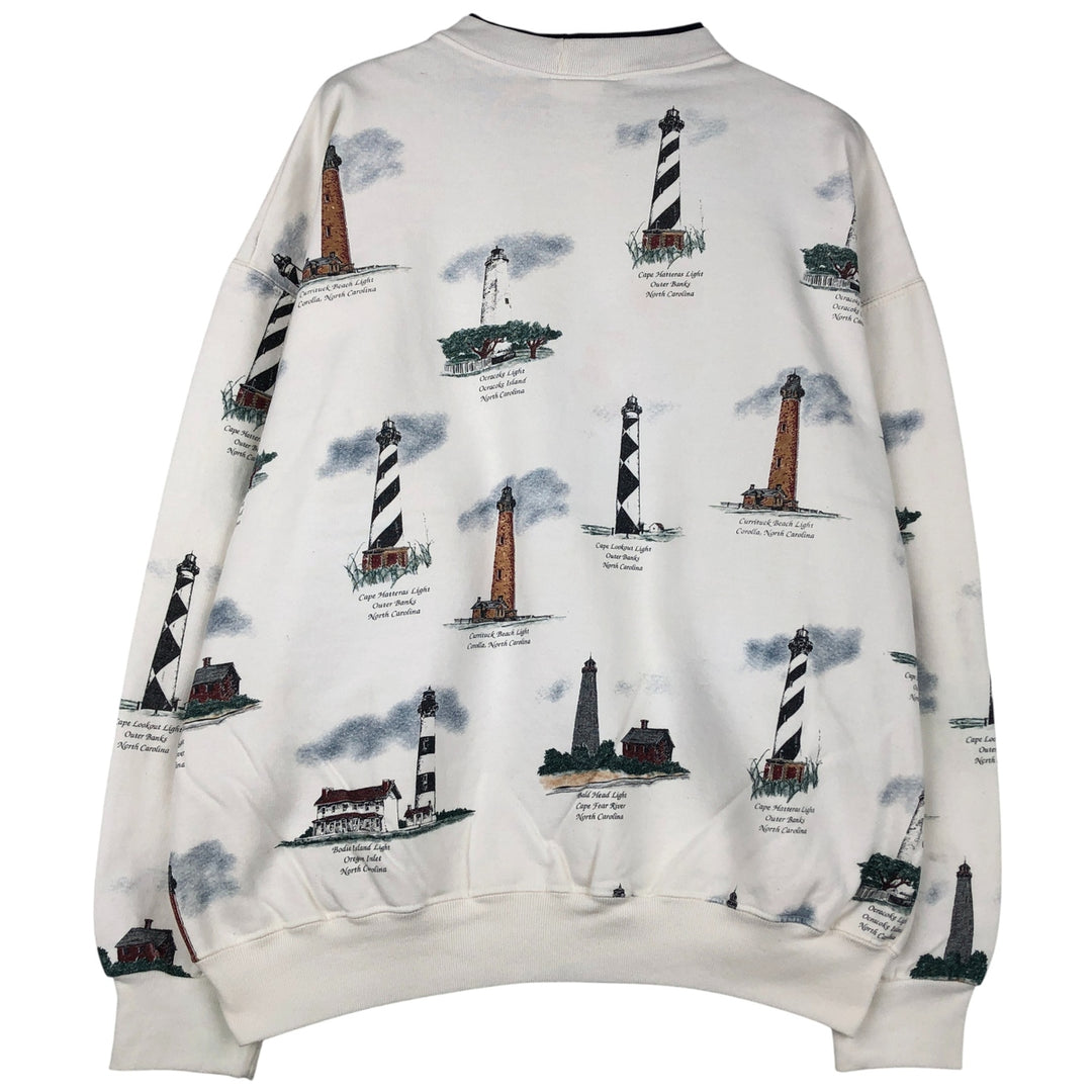 90'S ART UNLIMITED SPORTSWEAR all-over print sweatshirt, made in the USA cotton white type Vintage Second Hand