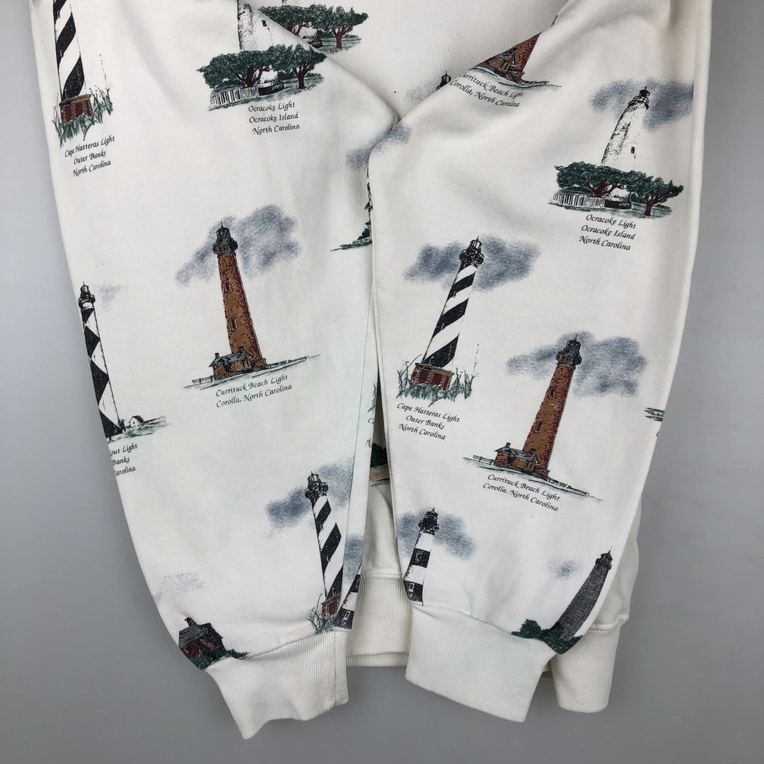 90'S ART UNLIMITED SPORTSWEAR all-over print sweatshirt, made in the USA cotton white type Vintage Second Hand
