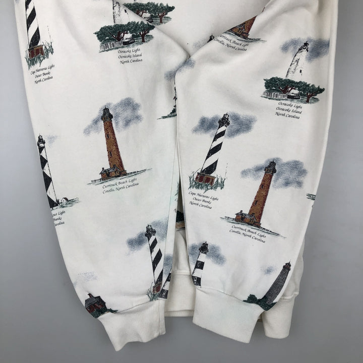 90'S ART UNLIMITED SPORTSWEAR all-over print sweatshirt, made in the USA cotton white type Vintage Second Hand