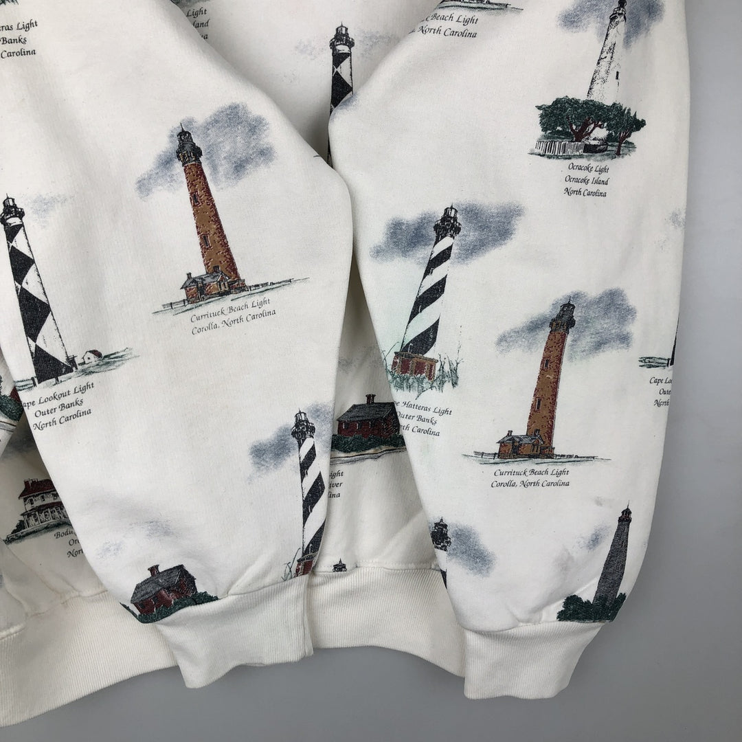90'S ART UNLIMITED SPORTSWEAR all-over print sweatshirt, made in the USA cotton white type Vintage Second Hand
