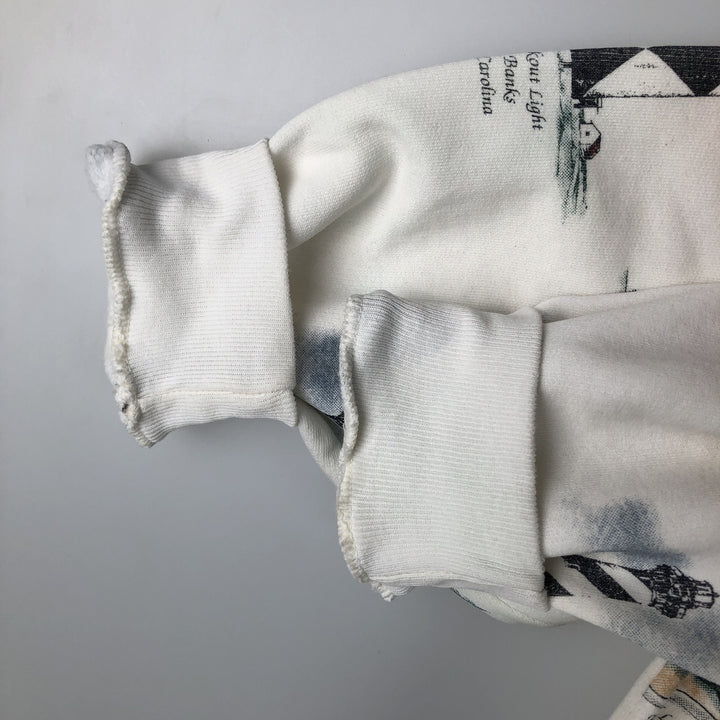 90'S ART UNLIMITED SPORTSWEAR all-over print sweatshirt, made in the USA cotton white type Vintage Second Hand