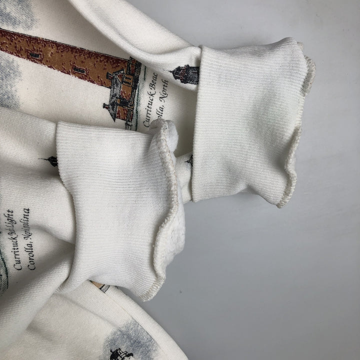 90'S ART UNLIMITED SPORTSWEAR all-over print sweatshirt, made in the USA cotton white type Vintage Second Hand