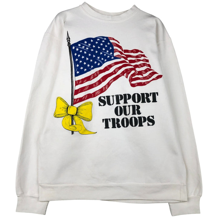 Vintage 90'S BADGER SPORTSWEAR Stars and Stripes Print Sweatshirt, Made in USA, Men's Size L cotton white type Vintage Second Hand