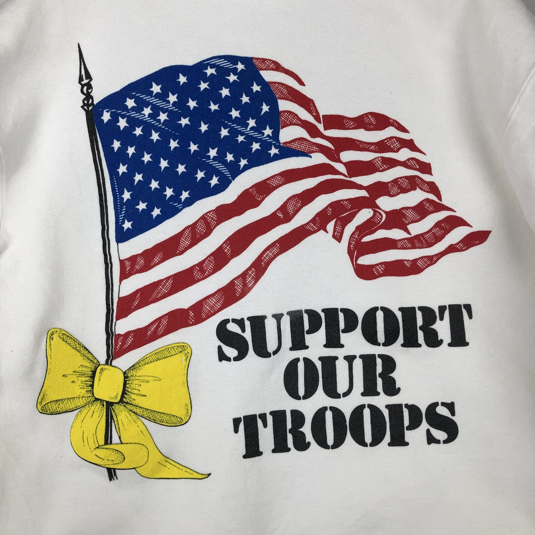 Vintage 90'S BADGER SPORTSWEAR Stars and Stripes Print Sweatshirt, Made in USA, Men's Size L cotton white type Vintage Second Hand