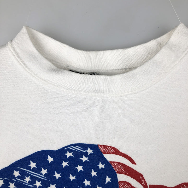 Vintage 90'S BADGER SPORTSWEAR Stars and Stripes Print Sweatshirt, Made in USA, Men's Size L cotton white type Vintage Second Hand