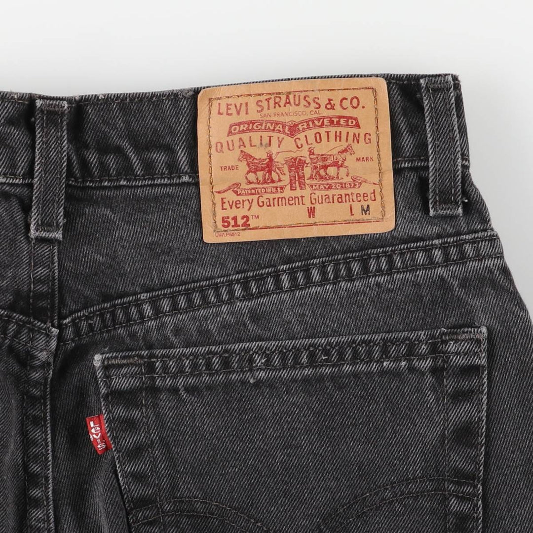 Levi's 512 Slim Fit Straight Leg Black Denim Pants, Made in Canada, Women's Size L (W28) cotton black type Vintage Second Hand