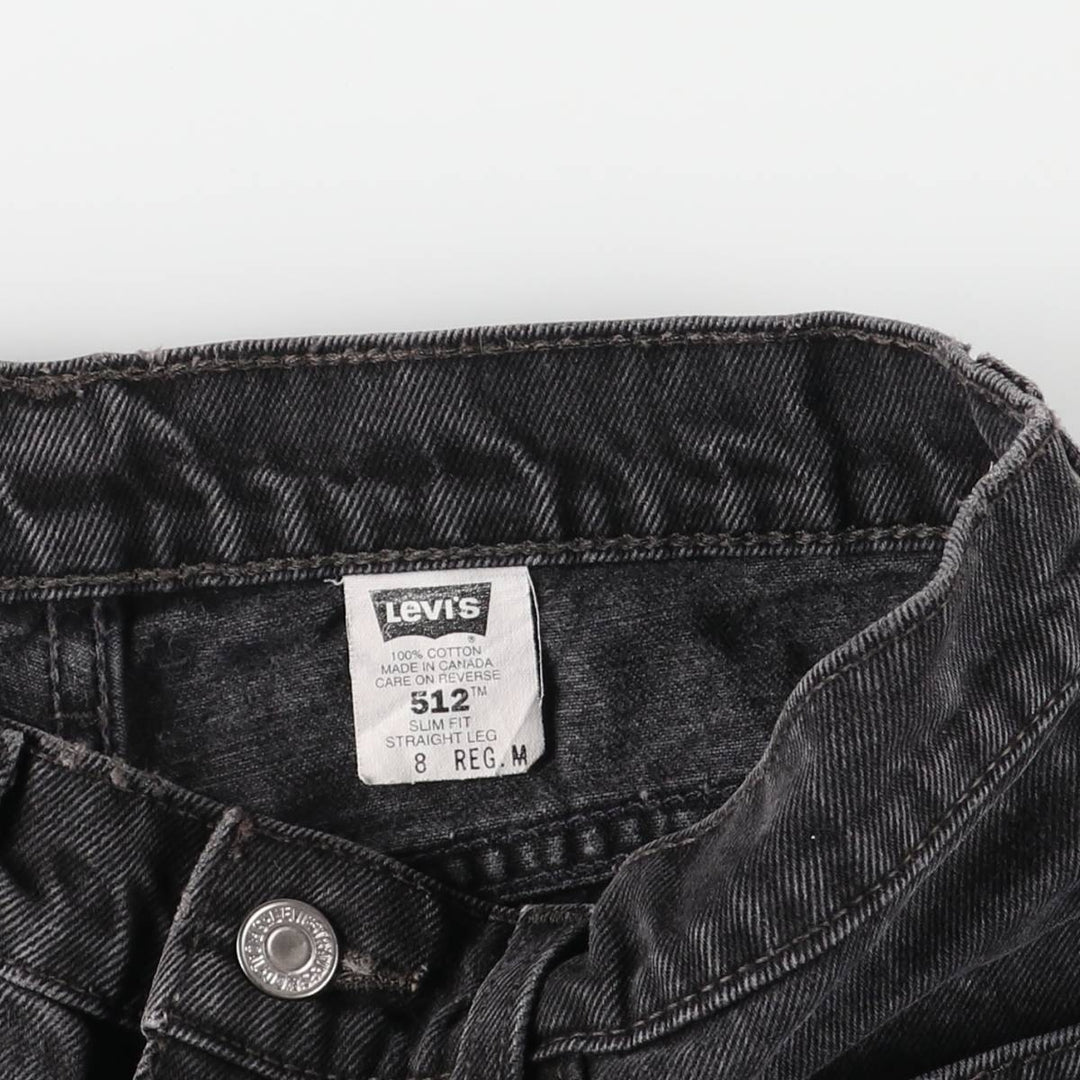 Levi's 512 Slim Fit Straight Leg Black Denim Pants, Made in Canada, Women's Size L (W28) cotton black type Vintage Second Hand