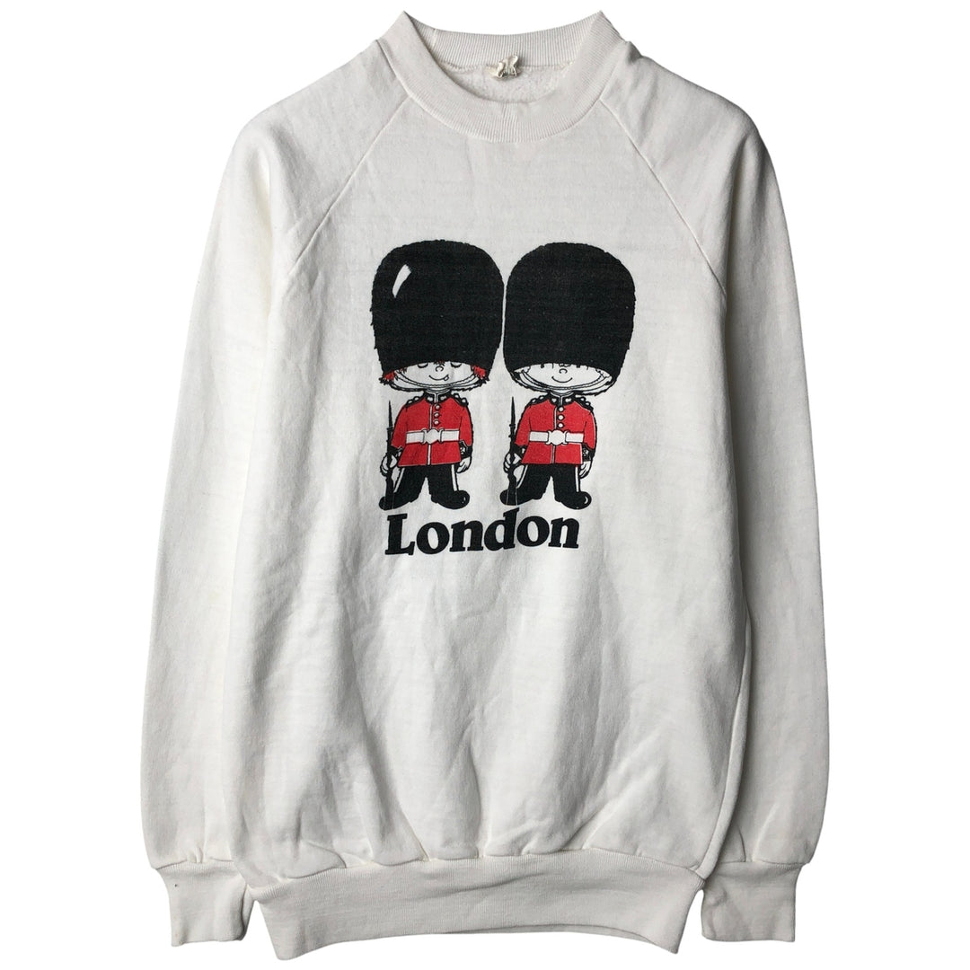 Vintage printed sweatshirt, men's M size cotton white type Vintage Second Hand
