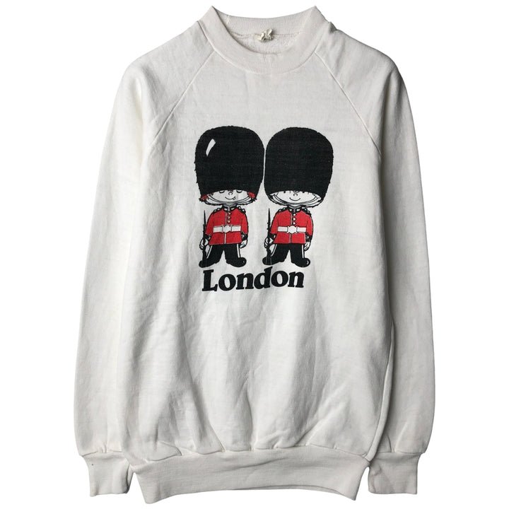 Vintage printed sweatshirt, men's M size cotton white type Vintage Second Hand