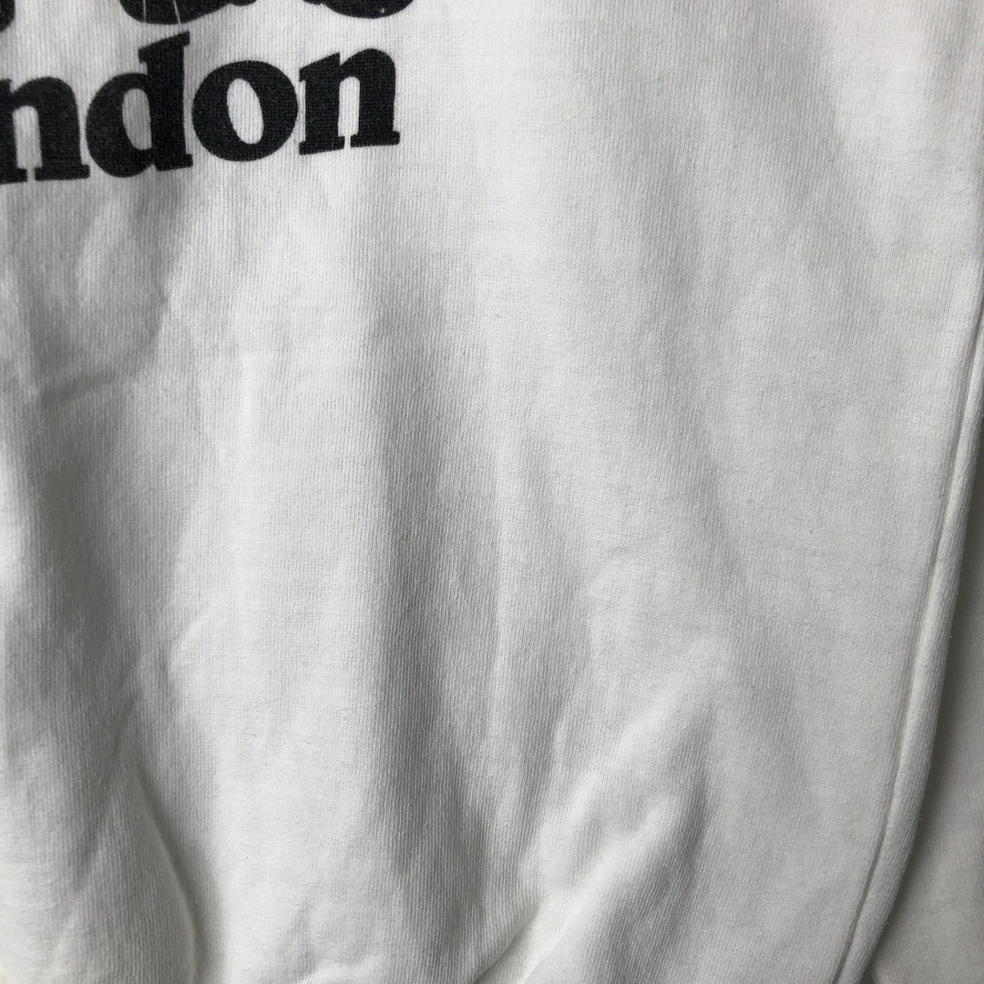 Vintage printed sweatshirt, men's M size cotton white type Vintage Second Hand
