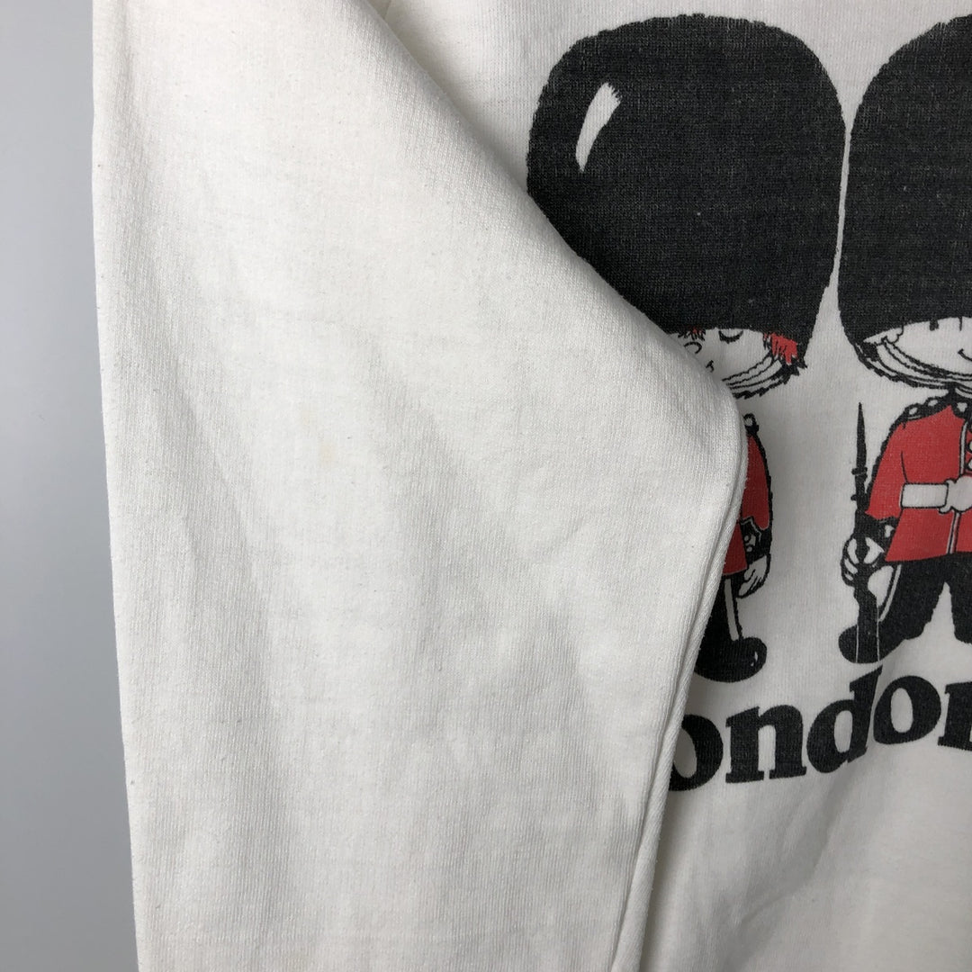 Vintage printed sweatshirt, men's M size cotton white type Vintage Second Hand