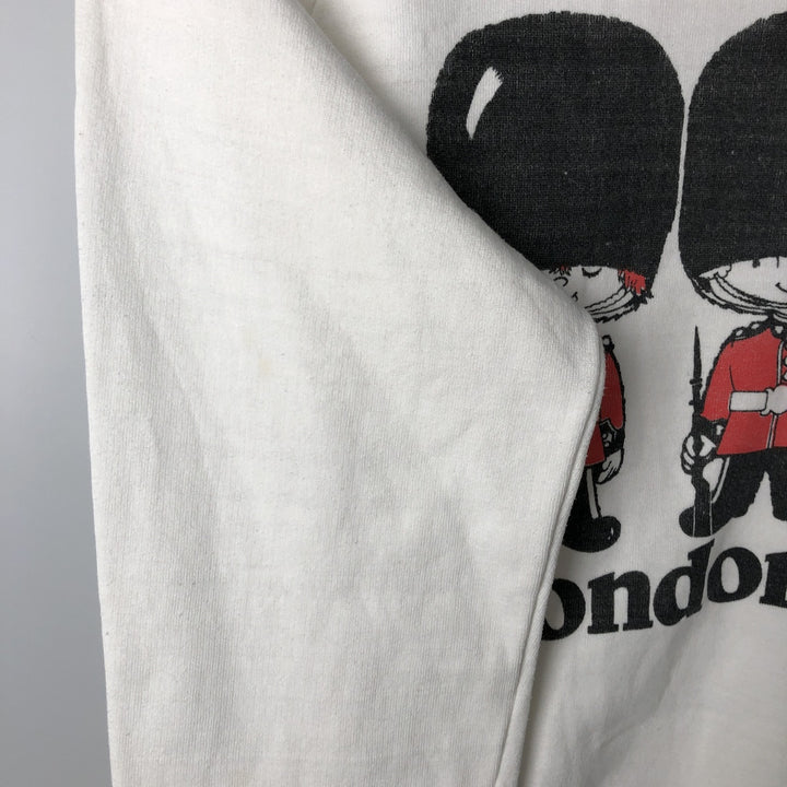 Vintage printed sweatshirt, men's M size cotton white type Vintage Second Hand