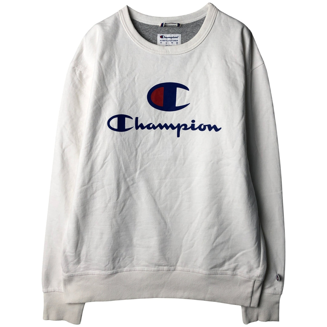Champion Authentic Logo Sweatshirt, Men's Size L cotton white type Vintage Second Hand