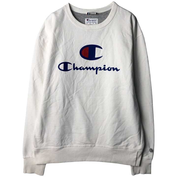 Champion Authentic Logo Sweatshirt, Men's Size L cotton white type Vintage Second Hand