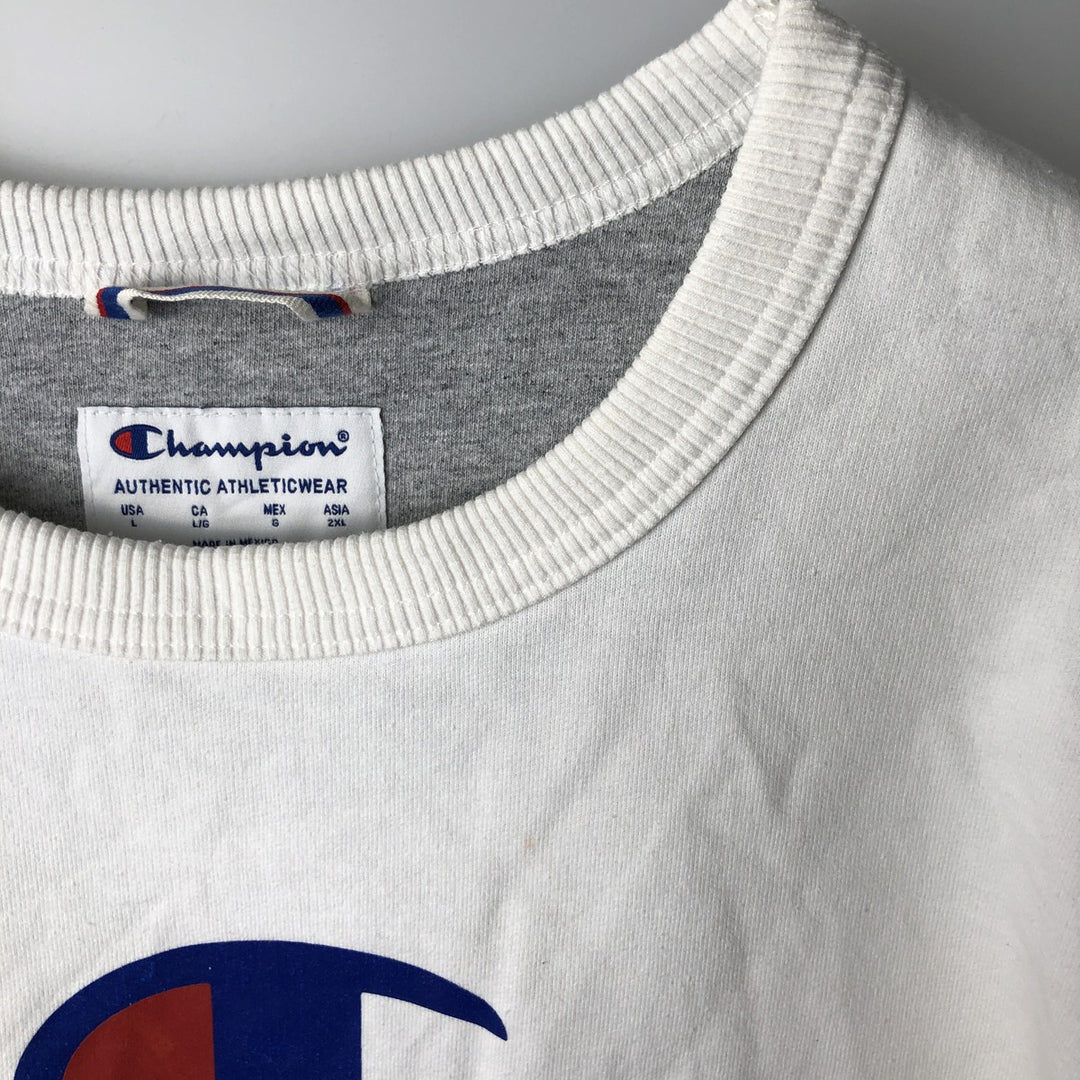 Champion Authentic Logo Sweatshirt, Men's Size L cotton white type Vintage Second Hand