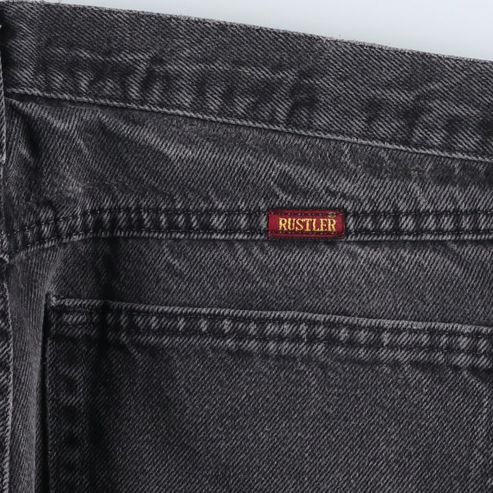 Rustler Black Denim Straight Denim Pants for Men, W31 equivalent cotton black type Vintage Second Hand