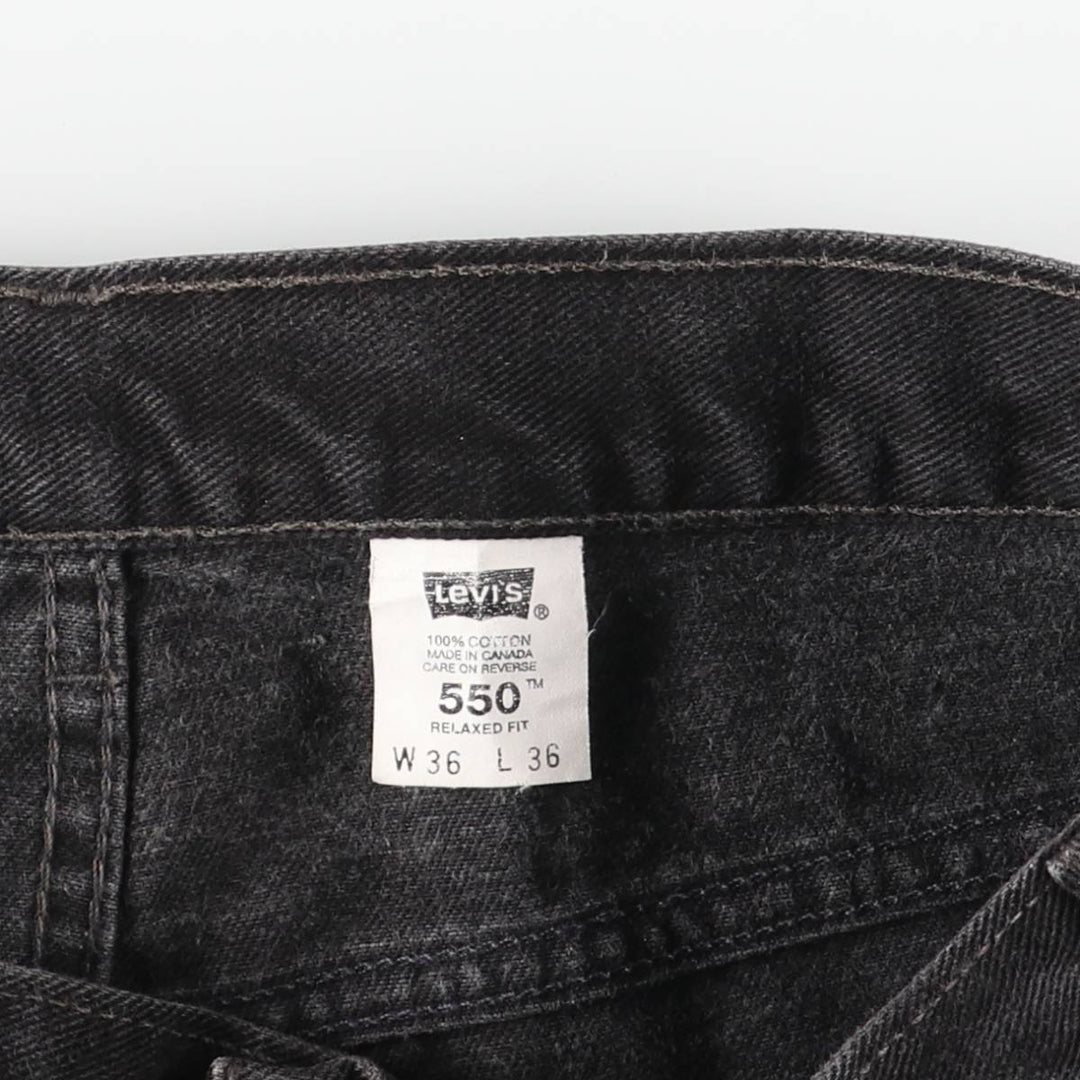 90s-00'S Levi's 550 Relaxed Fit Tapered Black Denim Pants, Made in Canada, Men's Size 36 cotton black type Vintage Second Hand