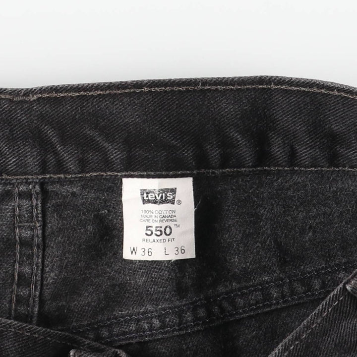 90s-00'S Levi's 550 Relaxed Fit Tapered Black Denim Pants, Made in Canada, Men's Size 36 cotton black type Vintage Second Hand
