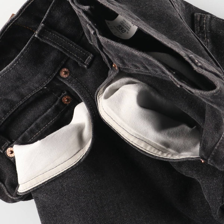 90s-00'S Levi's 550 Relaxed Fit Tapered Black Denim Pants, Made in Canada, Men's Size 36 cotton black type Vintage Second Hand