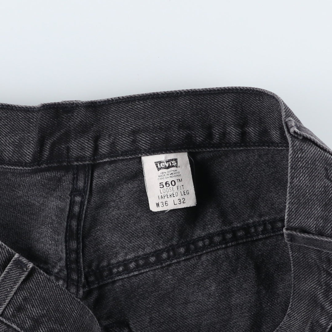 2000'S Levi's 40562-7113 Loose Fit Tapered Leg Black Denim Pants, Men's Size 37 cotton black type Vintage Second Hand