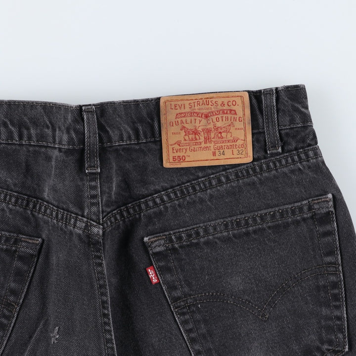 Levi's 550 Relaxed Fit Tapered Black Denim Pants, Made in Canada, Men's Size W33 cotton black type Vintage Second Hand